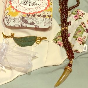 Faux bone necklace and leaf bracelet combo